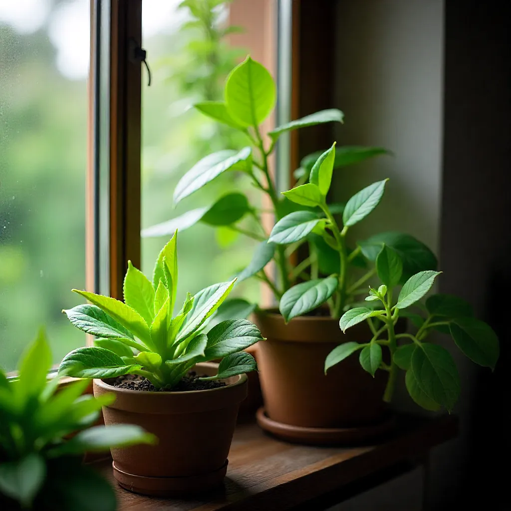 South-facing balcony with bright sunlight and hardy species